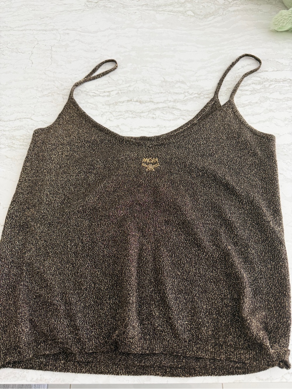 MCM Black and Gold Metallic Thread Cami Tank
